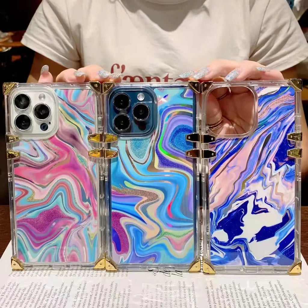 Color transparent square phone case for iphone
